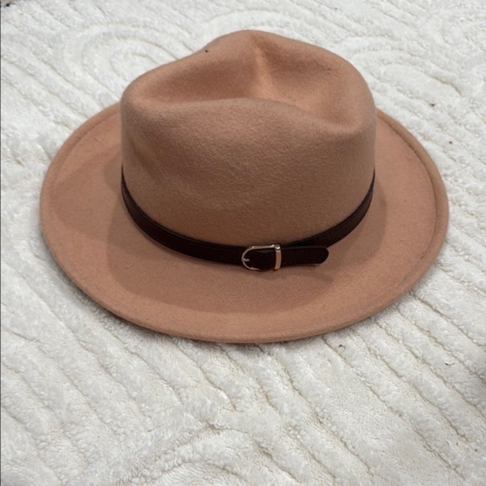 Tan Fedora Hat with Brown Band